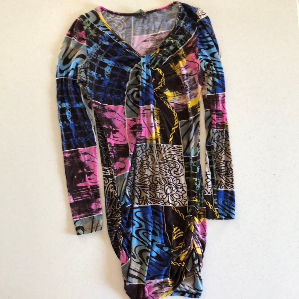 Colorful long sleeve tunic style dress